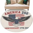 thumbnail image 2 of USA 250th Anniversary Round Living Room Rugs 8 ft, Patriotic Bald Eagle Independence Day Washable Large Area Rug with Non-Slip Sturdy Edge Binding Round Carpet for Dining Room Kitchen Office, 2 of 9