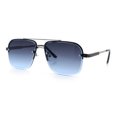 thumbnail image 5 of Mens Luxury Rimless Rectangle Mafia Metal Rim Racer Mob Sunglasses Silver - Navy, 5 of 8