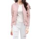 thumbnail image 2 of Chaqueta Bomber Allegra K Acolchada Cremallera Mangas Largas Raglán Rosa M, 2 of 5