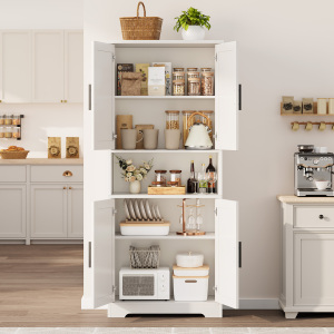 Pantry Cabinet,70" Tall Kitchen Pantry Cabinet with Doors and Adjustable Shelves, Freestanding Cupboard, Tall Storage Cabinet for Bathroom, Dining Room, Living Room