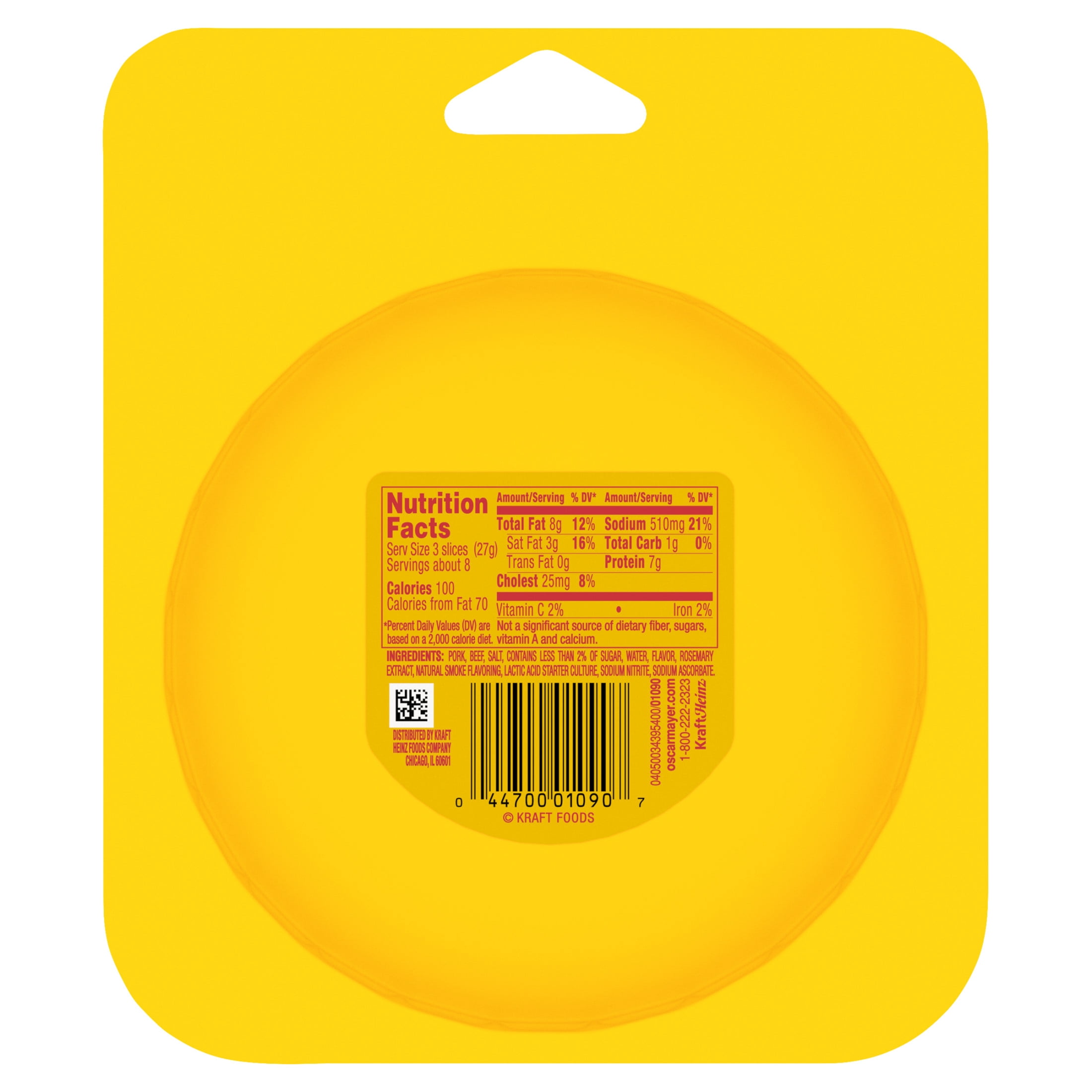 Oscar Mayer Hard Salami Sliced Lunch Meat, for Sandwiches and Easy Lunches, Quality Meat, No Fillers, 8 oz