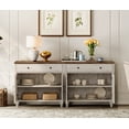 thumbnail image 5 of WAMPAT Sideboard Cabinet with 5 Drawers and 4 Doors, Vintage Wood Grain Design, Buffet Cabinet with Storage, Coffee Bar for Dinning Room, Kitchen & Living Room, Rustic White, 101 inch, 5 of 9