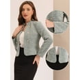 thumbnail image 2 of DARING DIVA Women's Elegant Stand Collar Business Plaid Tweed Blazer XL Beige, 2 of 6