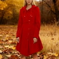 thumbnail image 2 of Long Trench Pea Coat for Women Wool Winter Trench Coat Goth Lapel Peacoat Color: Red Size: XL, 2 of 4