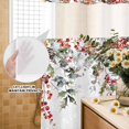 thumbnail image 2 of No Hook Shower Curtain with Built-in Rings - Watercolor Vintage Christmas Branch Washable Waterproof Fabric Bathroom Curtains for Hotel,Rentals, 66 X 72 Inch Long , Winter Holly Berry, 2 of 9