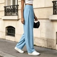 thumbnail image 5 of Karymi Jeans for Women Solid Fake Linen Wide Leg Pants, High Waist Pleated Straight Draped Casual Trousers Lightweight Textured Long Pants, 5 of 7