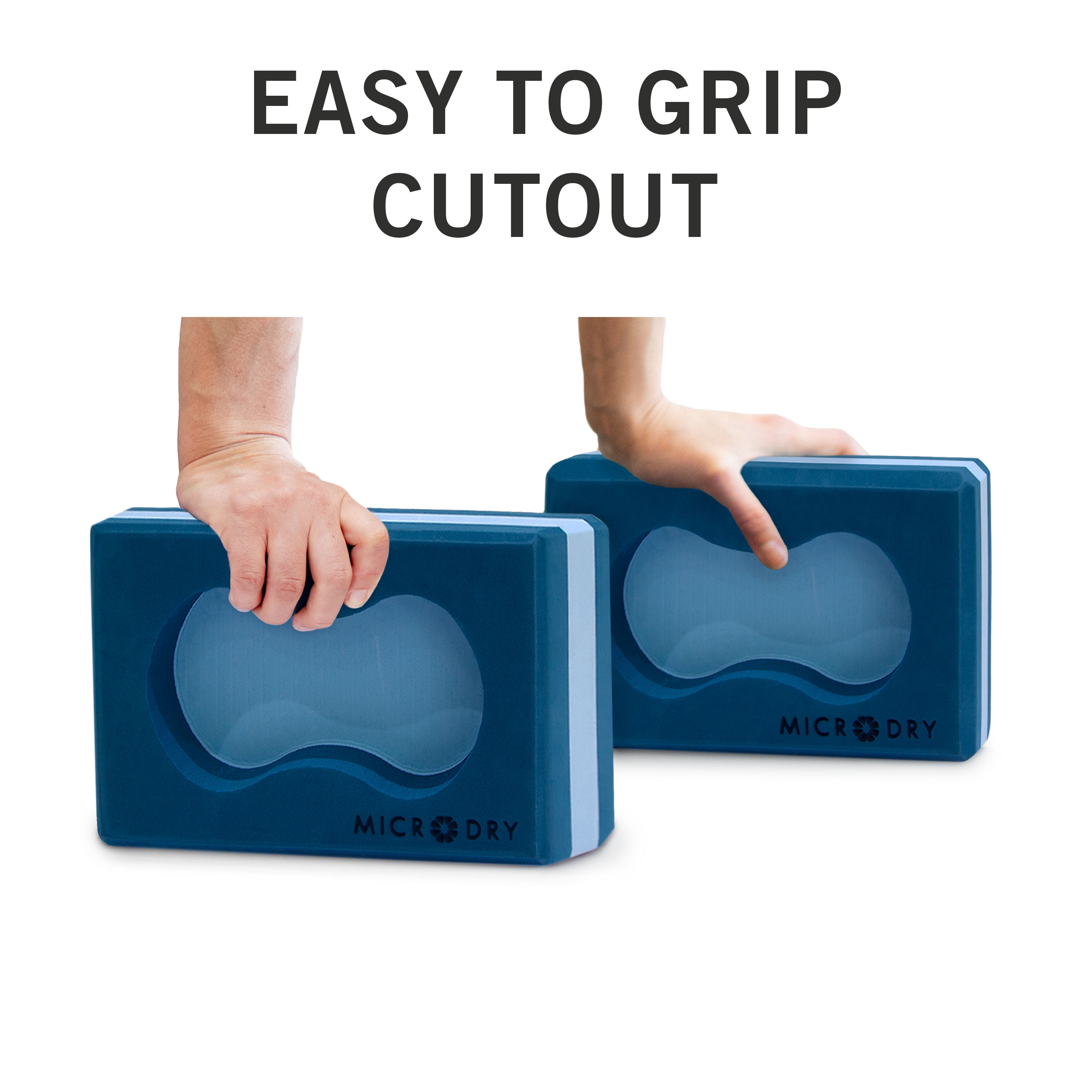 Microdry Blue Non Slip High Density Foam Pilates and Yoga Block Set, 2 Count