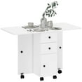 thumbnail image 1 of HOMCOM Table à Manger Pliable, Table de Cuisine Roulante avec Tiroirs, Armoire, 1 of 10