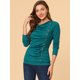 thumbnail image 2 of Top acanalado con botones y mangas largas con cuello vuelto para mujer Azul verde M, 2 of 6