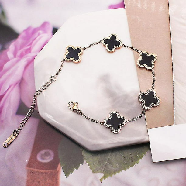 Pulsera de trébol de la suerte, pulseras chapadas en oro de 18 quilates, regalo de joyería para mujeres y niñas