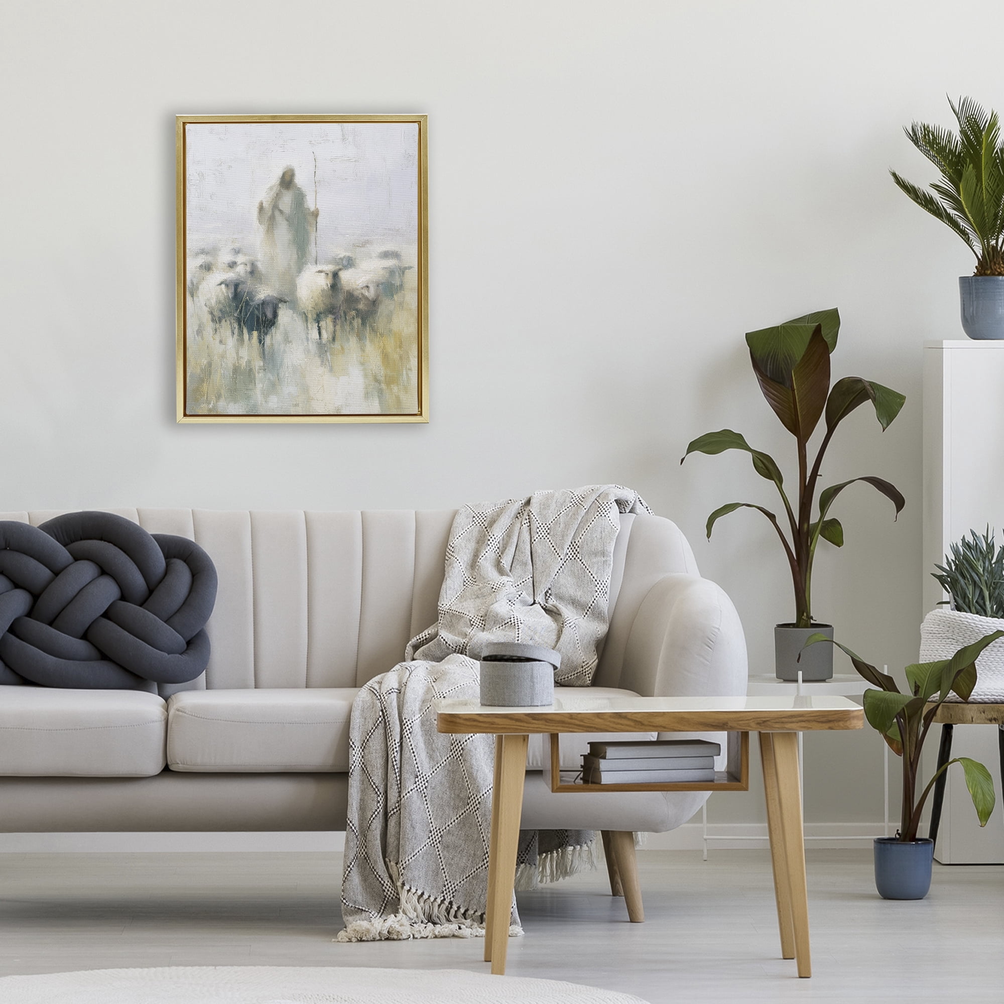 Stupell Industries The Gentle Guide Shepherd Gold Framed Floater Canvas Wall Art, design by Svetlana Aleynikova