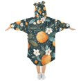 thumbnail image 2 of FORMRS Wearable Blanket Hoodie with Sleeves for Kids Cozy Flannel Sweatshirt, Green Oranges, 2 of 7