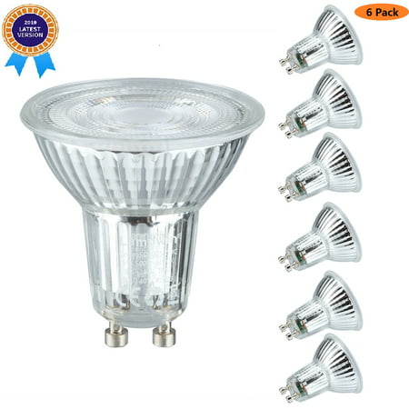 (Pack Of 6)GU10 5Watt Non Dimmable LED Light Bulb Equivalent 50 Watt Halogen Bulbs,500 Lumen 6000K Natrual White MR16 PC Cover GU10 Base LED GU10 Quart Glass