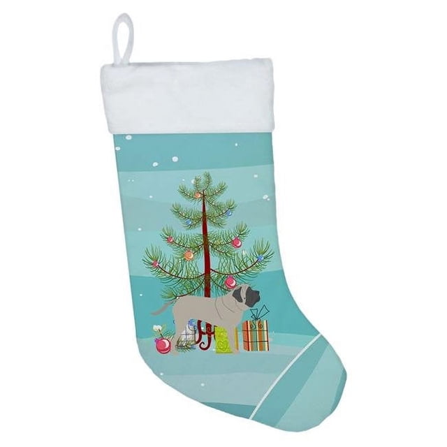 Carolines Treasures BB2974CS English Mastiff Merry Christmas Tree Christmas Stocking, Large, Multicolor
