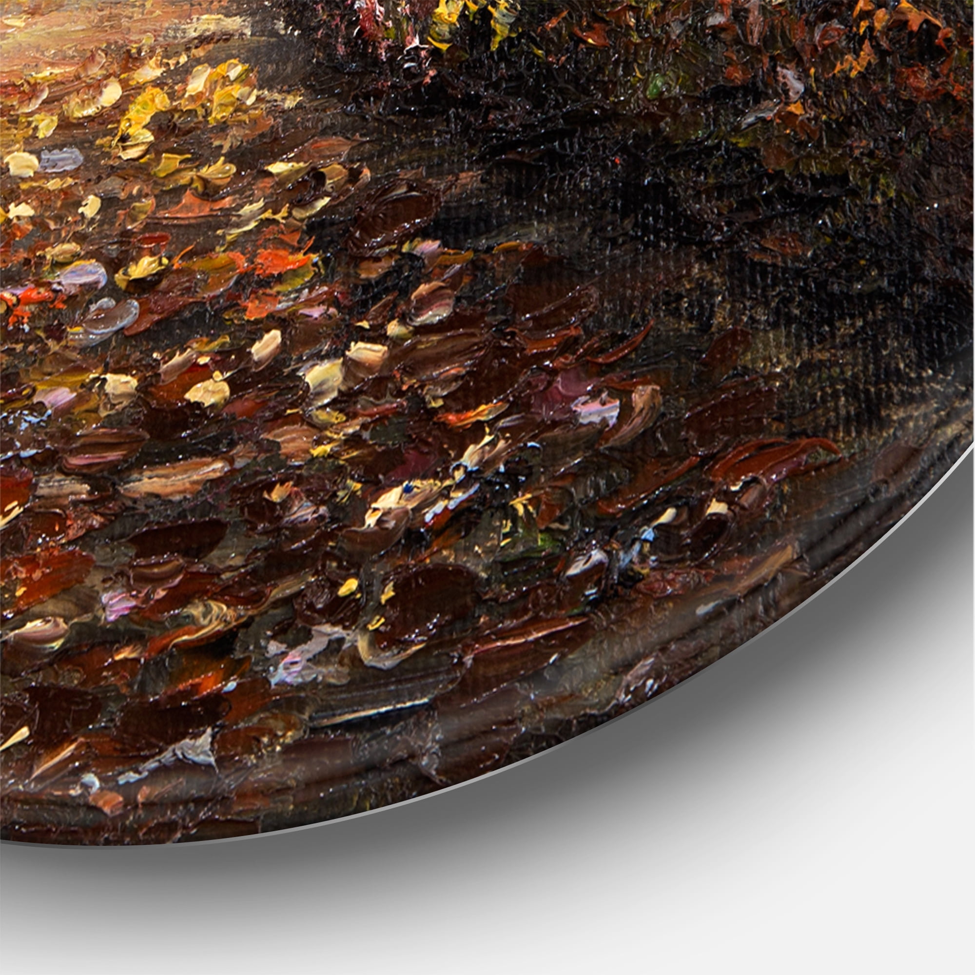Designart 'Deer In The Autumn Park' Lake House Circle Metal Wall Art 36x36 - Disc of 36