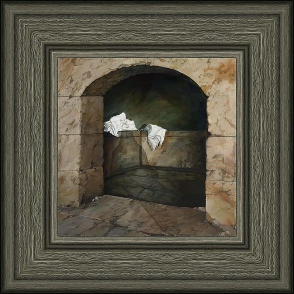 6 X 6 He is Not Here by Liz Lemon Swindle With greywood Frame