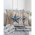 thumbnail image 3 of Waterproof Outdoor Throw Pillows with Inserts 18"x18", Texas Star Rustic Soft Decorative Pillowcases for Couch Bedroom, Country Blue Berry Brown Wooden Plank Pillow Covers for Sofa Living Room, 3 of 8
