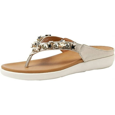

DabuLiu Women s Luxury Flip Flops Fashion Sparking Rhinestone Slide Sandals Summer Beach Anti-Slip Walking Slippers