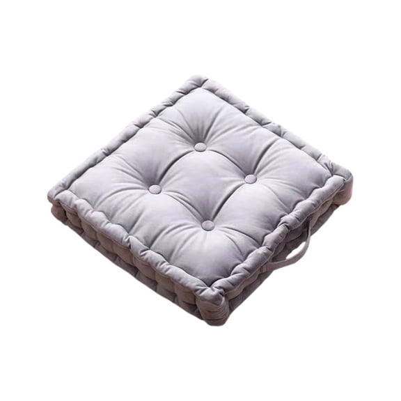 Staron Thick Floor Cushion with Handles, Large 18x18 Inch Velvet Floor Pillow Seat Pad, Sofa Mat for Adults Yoga Meditation Living Room Bedroom Outdoor Patio, Gray