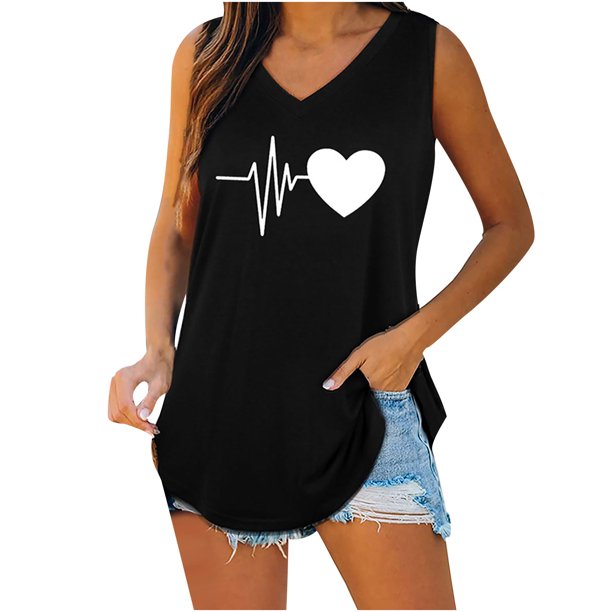 Camisetas sin mangas de verano para mujer con cuello en V y estampado de cola de milano sin mangas Pompotops lopia996003