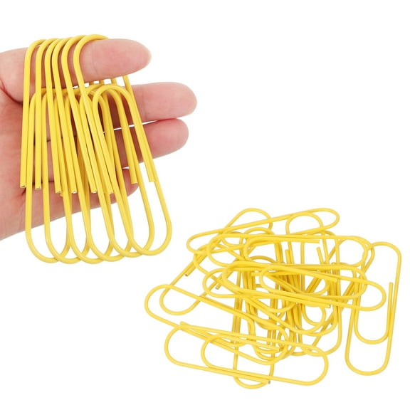 4 Inch Large Paper Clip, 30PCS Big Paper Clip Extra Large Huge Metal Giant Clips Rust-proof Strong Durable Bulk Cute for Home Office Accessories Bookmark, Yellow