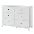 thumbnail image 2 of Aoile 6 Drawer Dresser, Modern Chest of Drawers with Round Handle, Wooden Storage Cabinet with Sturdy Leg, Dresser Cabinet Organizer for Bedroom, Living Room, Entryway, White, 2 of 10