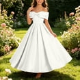 thumbnail image 2 of Girls off Shoulder formal Dress Kids Bow Decor Long Gown Sleeveless A-Line Party Dress Wedding Bridesmaid Evening Dresses 5-14 Years White, 2 of 9