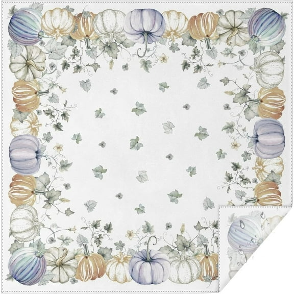 Fall Pumpkin Square Tablecloth 60x60 Inch Waterproof Fall Thanksgiving Tablecloth Autumn Washable Table Cloth for Party Picnic Dinner Home Decor