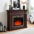 thumbnail image 2 of 45" Electric Fireplace with Mantel, Farmhouse Fireplace Heater TV Stand with Adjustable LED Flame, Timer and Remote Control, Stacked Stone Surround, Cherry, 2 of 8