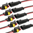 thumbnail image 1 of Conector impermeable, (paquete de 5) (conector de 2 pines) Conectores de cable eléctrico autoblocantes de 2 pines con cable marino de 16 Awg para conexiones de automóviles, 1 of 5