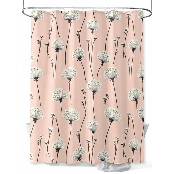 Pink Spring Floral Extra Long Shower Curtain Set, Waterproof Shower Curtains for Bathroom, Watercolor Botanical Summer Washable Fabric Cloth Bath Curtain for Bathtub with Hooks 72x96 Inches