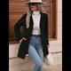 thumbnail image 4 of Abrigo Clásico de Invierno para Mujer con Bolsillos y Botonadura Sencilla. Negro M, 4 of 9