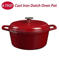 Koomade Red 4.75 Quart Enameled Cast Iron Dutch Oven for Oven and Stovetop