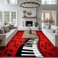 thumbnail image 3 of Large Area Rugs for Living Room Bedroom, Piano Keyboards 5'x8' Rug Washable Carpet Runner Indoor Outdoor, Musical Notes Vintage Red Non Slip Floor Mats Rug for Kitchen, Bathroom, 3 of 8