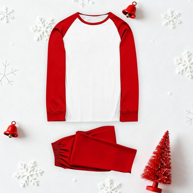 Conjunto de pijama de manga larga y pantalones para mujer, blusa de color liso, camisa y pantalones de poliéster, para Navidad