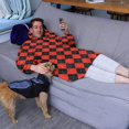 thumbnail image 3 of Red Black Checkerboard Checkered Pattern Wearable Oversized Blanket,Wearable Blanket Hoodie for Adults,Cozy Hooded Blankets with Super Pockets,Super Warm Fuzzy Pullover for Women & Men, 3 of 6