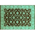 thumbnail image 1 of Ahgly Company Machine Washable Indoor Rectangle Oriental Turquoise Blue Traditional Area Rugs, 6' x 9', 1 of 4