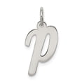 thumbnail image 1 of White Sterling Silver Charm Pendant 18 mm 8-12 Rhodium-Plated Medium Script Initial P, 1 of 3