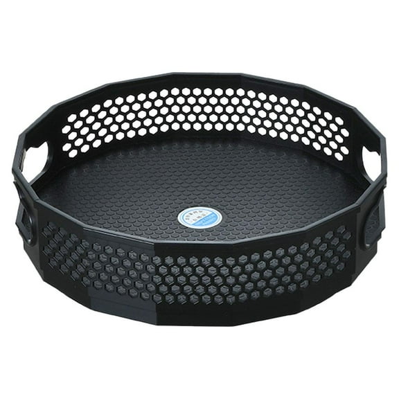 Fiocias Rotating Spice Rack Seasoning Bottles Holder Round Storage Tray Pantry Cosmetic Black L