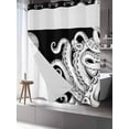 thumbnail image 3 of No Hook Shower Curtain with Snap-in Liner, Black White Octopus Waterproof Fabric Bathroom Curtains, Coastal Ocean Animals Nautical Bath Curtains & Mesh Top Window 72"x78" Long, 3 of 9