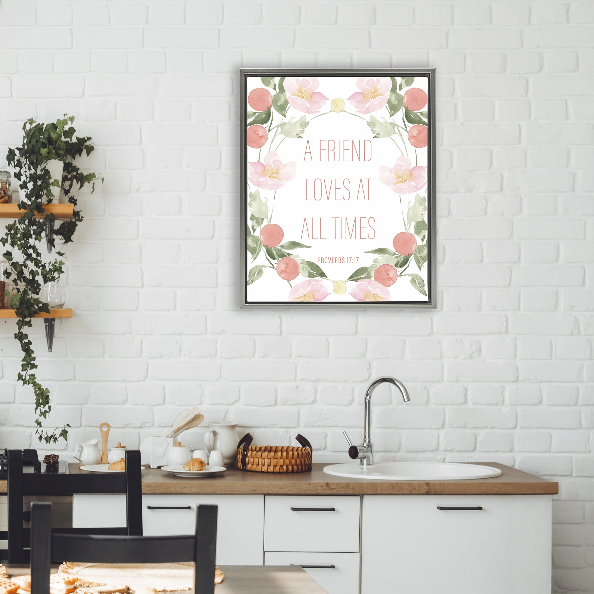Stupell Industries A Friend Loves At All Times Gray Framed Floater Canvas Wall Art, design by Lucille Price