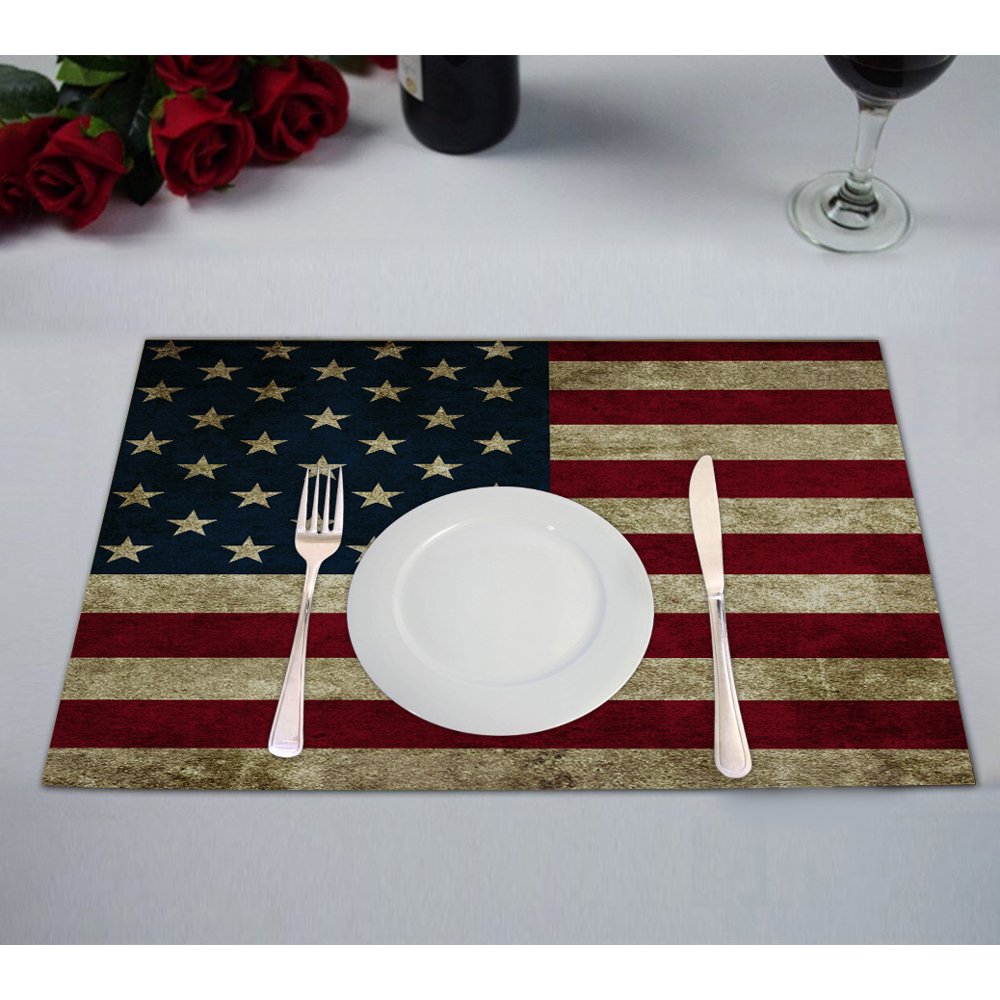 GCKG American Flag Placemat,American Flag Table Placemat 12x18 Inch Set