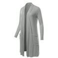 thumbnail image 2 of A2Y Women's Lightweight Open Front Pocket Long Length Long Sleeve Rayon Spandex Cardigan Heather Grey XL, 2 of 5