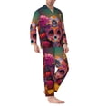thumbnail image 2 of Hirioo Vintage Patterned Skull for Men's Pajama Sets 2 Piece Pjs Men's Long-Sleeved Pajama Set Button Down Sleepwear,S-XXL-X-Large, 2 of 7