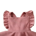 thumbnail image 4 of Girls Solid Color Suspender Skirt  Sleeveless Square Collar Large Hem High Waist Dress with Ruffles, 4 of 7