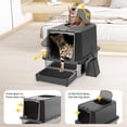 thumbnail image 6 of Enclosed Cat Litter Box: All Black Stainless Steel - Odor-Resistant & Easy Wipe Clean - Teflon Non-Stick Coating for Quick Cleaning - Large Top-Exit Pan for Modern Homes Garage, 6 of 16