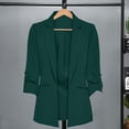 thumbnail image 4 of Women Suit Coat Turn-down Collar Long Sleeve Pockets Suit Jacket Solid Color Open Front Office Lady Business Outwear, 4 of 8