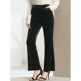 thumbnail image 5 of Allegra K Women's High Waist Velvet Bell Bottom Pants with Pockets, 5 of 6