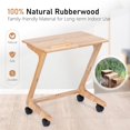 thumbnail image 3 of TV Tray Table with Casters, Solid Wood End Table for Small Spaces, Removable Snack Tray for Living Room Bedroom, 3 of 7
