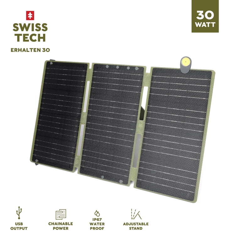 Swiss Tech 30W Foldable Solar Panel with USB Ports photo 1